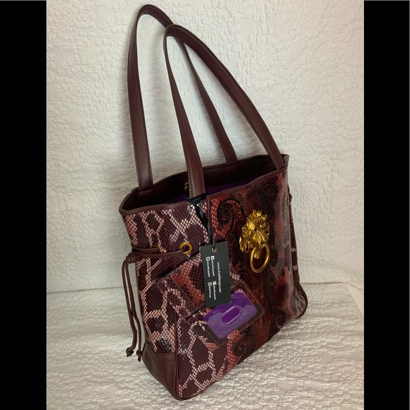 Sharif RARE Lion head door knocker handbag animal print brand new